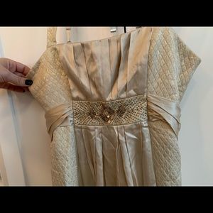 BCBG Maxazria Gold Dress w Ribbon & Bow
